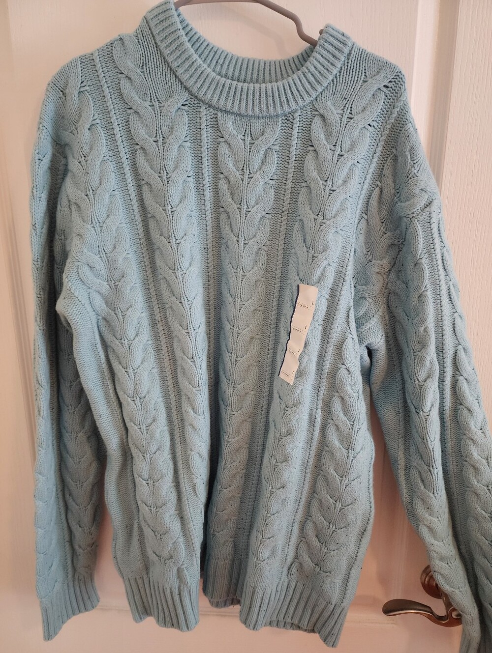 NWT Mens Light Blue Cable Knit Size Large Sweater